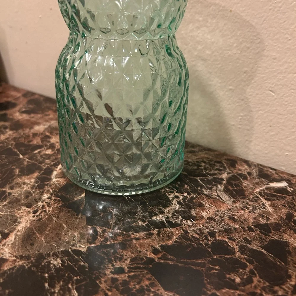 Green Diamond Pattern Vase, Flower Knob Vase Bouquet Vases Small Glass